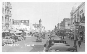 Modesto California Street Scene Business District Real Photo Postcard AA69331