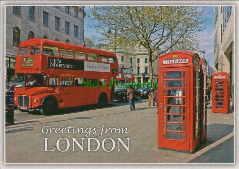 London Postcard - Red London Bus and Telephone Box   RR10388  