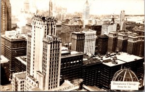 Real Photo Postcard Downtown Chicago, Illinois From The Air