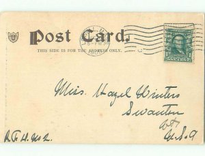 Pre-1907 signed SUMMER - CUTE GIRL IN SUNHAT HAS PALIN SHOVEL AT THE BEACH J3715