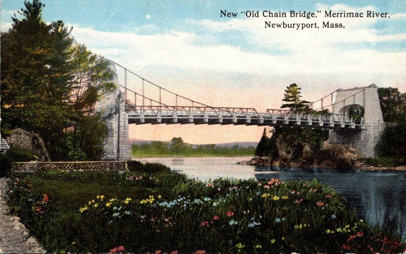 Massachusetts Newburyport New Old Chain Bridge Over Merrimack Riv...