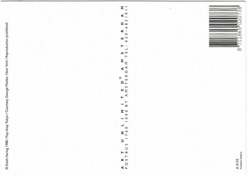 Keith Haring Painting a Room in 1988 Postcard