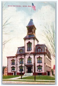 View Of Natick High School Building Boston Massachusetts MA Posted Postcard
