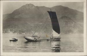 Lago di Como Comball Sailing Boat - Italy - c1910 Real Photo Postcard