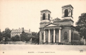 Vintage Postcard Historic Catholic Parish Church of Saint-Vincent Macon France