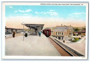 c1950 Pennsylvania Station Train Shed Passenger Depot Wilkinsburg PA Postcard