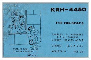 Postcard QSL Radio Card From Girard Kansas KRH-4450