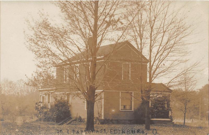 E81/ Edinburg Ohio RPPC Postcard M.E. Church Parsonage Home 5