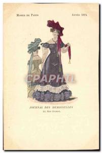 Postcard Old Fashion Headdress Journal Female damselflies Rue Drouot Year 1824