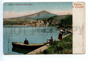 499612 Italy Surroundings of Pozzuoli Lake Averno near Baia fishermen Vintage