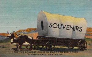 Linen Route 66,World;s Largest Covered Wagon,Albuquerque, NM, Minty,Old Postcard