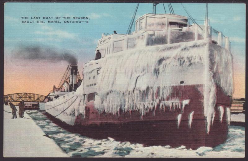 Last Ship of the Season,Sault Ste Marie,ON,Canada Postcard