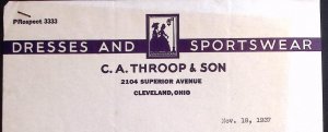 1937 C.A. THROOP & SON DRESSES AND SPORTSWEAR CLEVELAND OHIO LETTERHEAD Z418