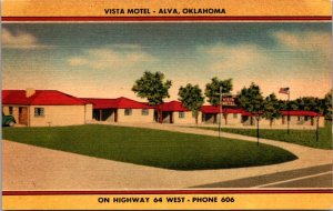 Linen Postcard Vista Motel on Highway 64 West in Alva, Oklahoma
