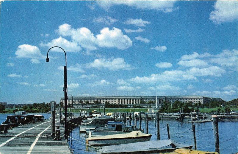 Washington DC~The Pentagon~US Department of Defense~Boats @ Dock in Front~1950s