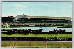 Horse Racing, Fort Erie Racetrack, Ontario, Vintage Chrome Postcard 