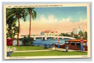 Vintage 1940's Postcard Forty-First Street Bridge Indian Creek Miami Florida