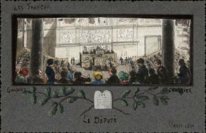 OPF - Handmade? Hand Painted? LA DEPUTE Parliament or Court? c1900 Postcard