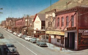 Vintage Postcard Looking South C St. Old Sawdust Delta Saloon Virginia City NV