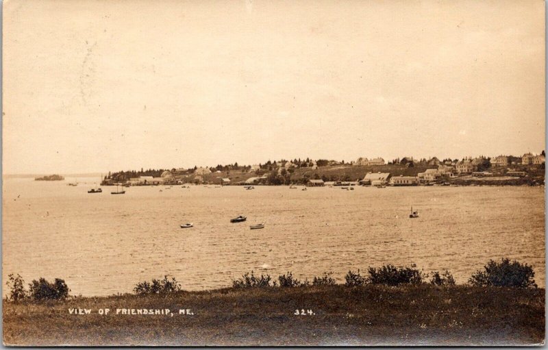 RPPC Looking Across Water, View of Friendship ME c1931 Vintage Postcard X48