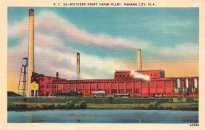 Panama City, Florida FL    SOUTHERN KRAFT PAPER PLANT   c1940's Linen Postcard