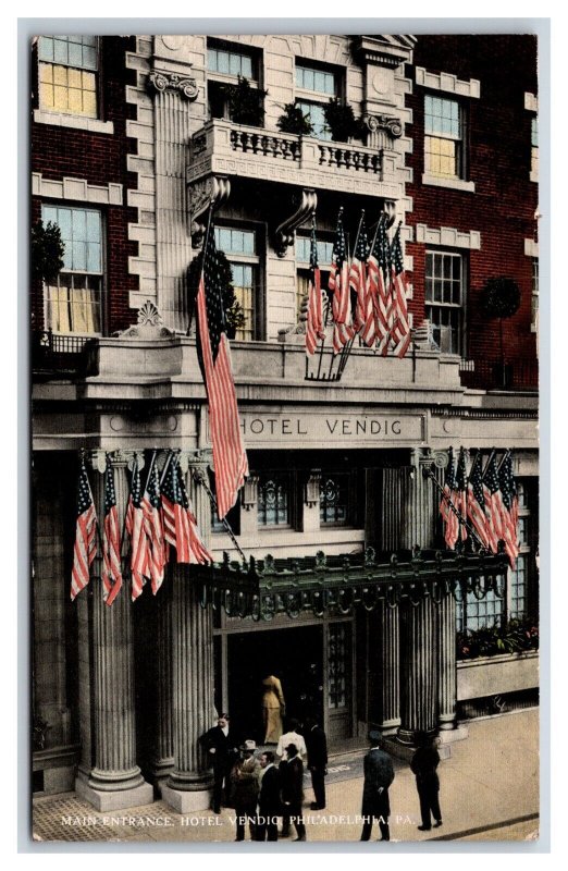 Main Entrance Hotel Vendig Philadelphia PA Pennsylvania UNP DB Postcard N20