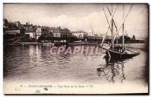 Old Postcard Evian Les Bains Vue Prize De La Jetee Boat