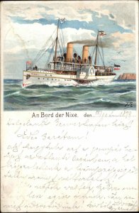 German Steamship Ship DER NIXE 1890s Postcard