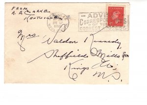 Canada George VI 1 & 3 Cent Stamps Cover, Used 1950, Kentville, Nova Scotia