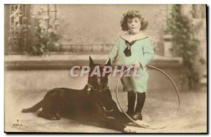 Postcard Old Dog Dogs Child Hoop