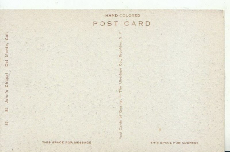 America Postcard - St John's Chapel - Del Monte - Ref 10076A