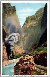 Going Through Royal Gorge Bridge Colorado CO Stream Granite Cliffs Postcard