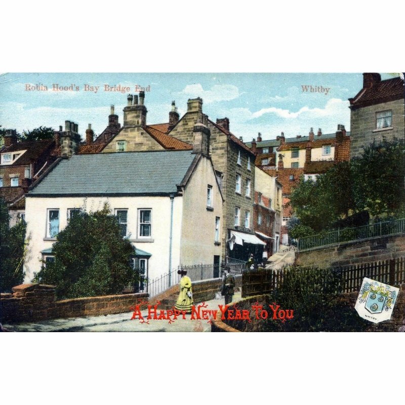 Milton 'Glazette' Christmas Greetings Postcard 'Robin Hood's Bay, Bridge Head, W