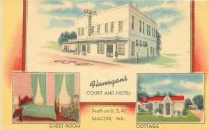 Flanagan's Court Hotel 1940s MACON GEORGIA Interior entrance MWM postcard 5096