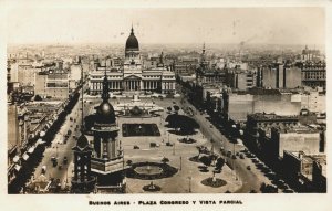 Argentina Buenos Aires Plaza Congreso Y Vista Parcial Vintage RPPC 04.17