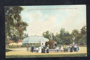 TOLEDO OHIO WALDRIDGE PARK CONSERVATORY FOUNTAIN 1907 VINTAGE POSTCARD