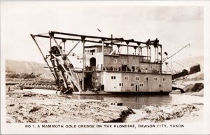 Mammoth Gold Dredge Dawson Yukon YT No. 7 Gold Mining RPPC Postcard E80