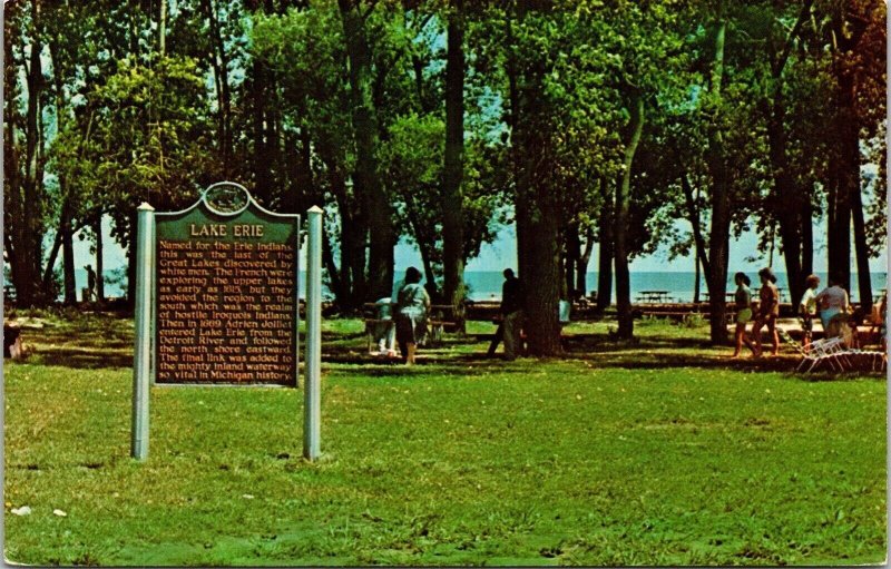 Sterling State Park Lake Erie Sign Michigan MI Postcard VTG UNP Dexter Vintage  