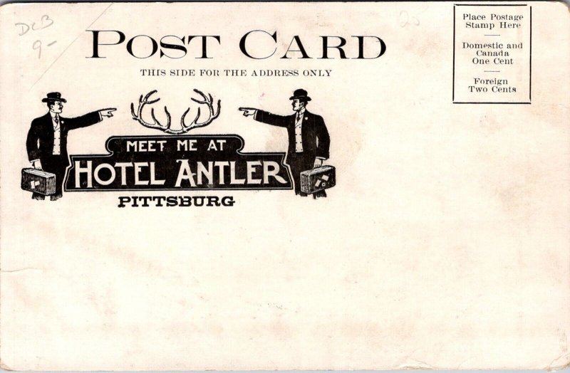 Interior Hotel Antler Bar and Cafe, Fifth Ave Pittsburgh PA Vintage Postcard O64