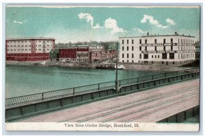 Rockford Illinois IL Postcard View Girder Bridge Exterior Building c1910 Vintage