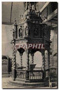 Old Postcard Guimiliau (Finistere) Interior of the church's baptistery