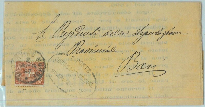 98012 - KINGDOM - POSTAL HISTORY - ENVELOPE from MINERVINO-MORGE to BARI 1897-