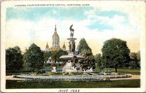 Connecticut Hartford Corning Fountain and State Capitol Building