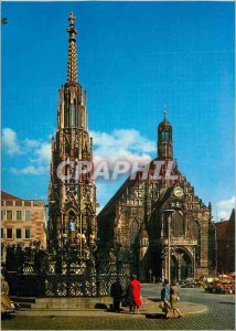 Postcard Modern Nurnberg schoner Brunner und Frauenkirche