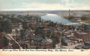 Postcard Bird's Eye View North East from Observatory Des Moines Iowa