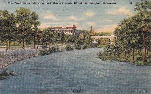 Postcard The Brandywine Showing Park Drive Historic Creek Wilmington DE