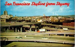 Vtg California CA San Francisco Skyline View from Skyway1950s Postcard