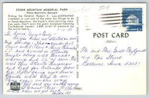 Transportation: Ship~Stone Mountain Georgia~Paddlewheel Riverboat~Vtg Postcard