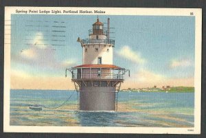 DATED 1952 PPC PORTLAND ME LIGHTHOUSE AT SPRING POINT LEDGE