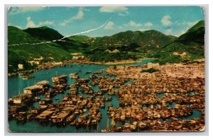 Aberdeen Harbor Fishing Village Hong Kong Chrome Postcard Z9